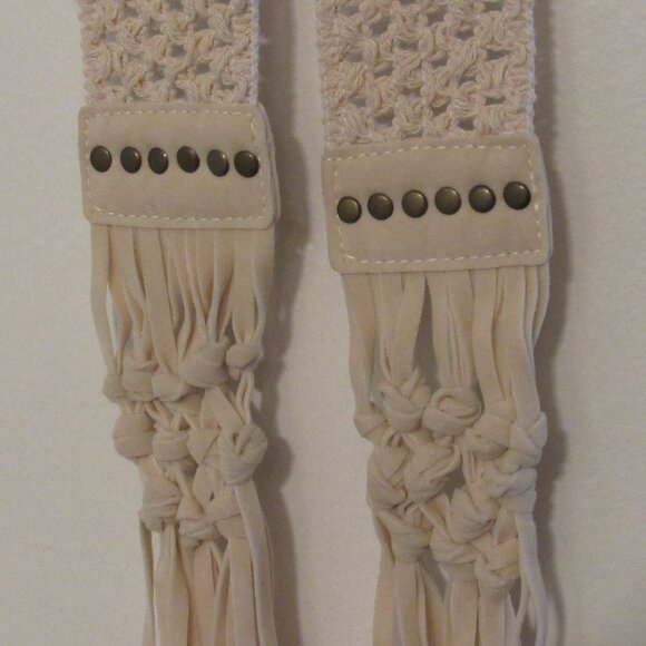 Women's Macrame Stretch Belt Long Fringes 72" Boho Chic One Size Hippie 70's - Picture 3 of 5